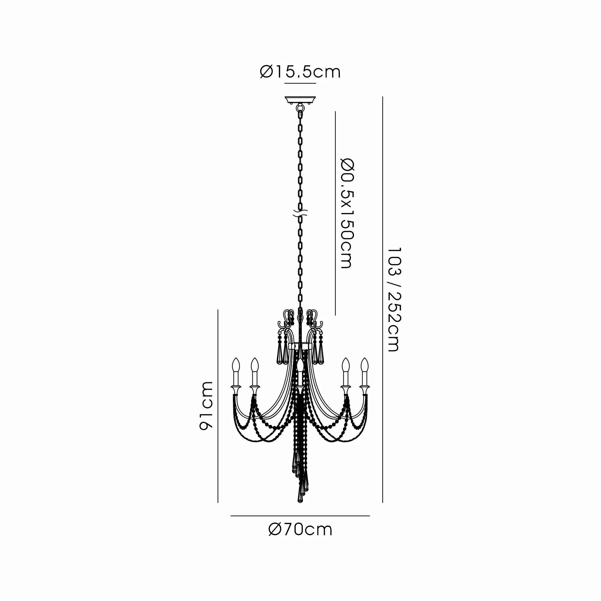IL31845  Celine Pendant Chandelier 8 Light E14 Aged Silver